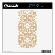 Modelo blanco elegante del damasco en moreno iPhone 4 calcomanías