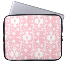 Modelo blanco elegante del damasco en rosa funda ordendadores