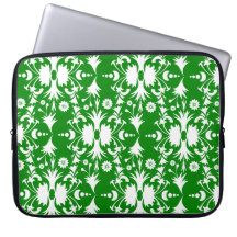 Modelo blanco elegante del damasco en verde fundas portátiles