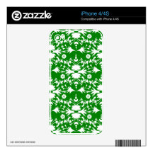 Modelo blanco elegante del damasco en verde calcomanía para el iPhone 4