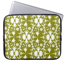Modelo blanco elegante del damasco en verde verde  mangas computadora