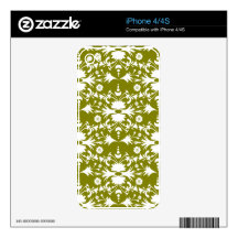 Modelo blanco elegante del damasco en verde verde  calcomanía para iPhone 4