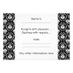 Modelo blanco y negro elegante del damasco invitacion personalizada