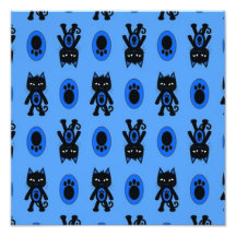 Modelo de la impresión del gato azul y de la pata  arte con fotos