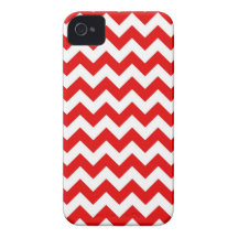 Modelo de zigzag rojo brillante de Chevron iPhone 4 Cárcasas
