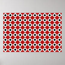 Modelo del diamante rojo, blanco, negro posters