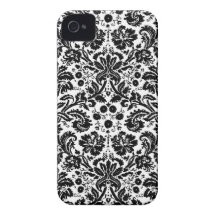 Modelo elegante blanco y negro del damasco iPhone 4 cárcasas