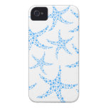 Modelo manchado de las estrellas de mar en azul y  iPhone 4 Case-Mate cárcasas