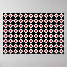 Modelo negro, blanco, rojo del diamante posters