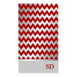 Modelo rojo de plata de Chevron del zigzag de la p Tarjetas De Visita