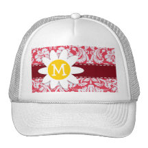 Modelo rojo del damasco; Margarita Gorros Bordados