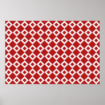 Modelo rojo y blanco del diamante poster