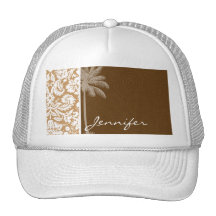 Modelo tropical del damasco de Brown Gorras De Camionero