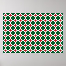 Modelo verde, blanco, rojo del diamante poster