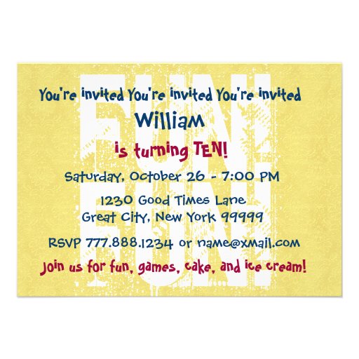 Modern 10th Birthday Party Blue Pattern For Boy Custom Invitation