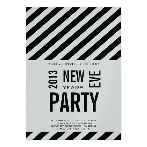 Modern 2013 New Years Party Invitation (front side)