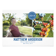 Modern 2 Photo Graduation Invitation - Blue