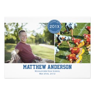 Modern 2 Photo Graduation Invitation - Blue