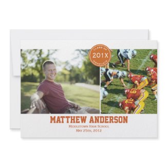 Modern 2 Photo Graduation Invitation - Orange