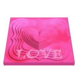 Modern 3D Love Heart Themed Pink Picture Canvas Print