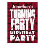 Modern 40th Birthday - Turning Forty - Red Stars invitations