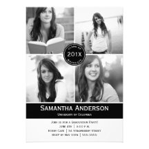 Modern 4 Photo Graduation Invitation - Black