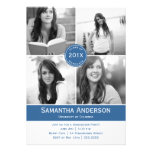 Modern 4 Photo Graduation Invitation - Blue
