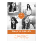 Modern 4 Photo Graduation Invitation - Orange