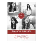Modern 4 Photo Graduation Invitation - Red