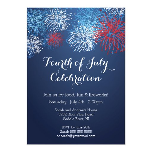Modern 4th of July Fireworks Barbecue Invitation