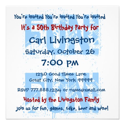 Modern 50th Birthday Blue Circles Template W360 Invitations