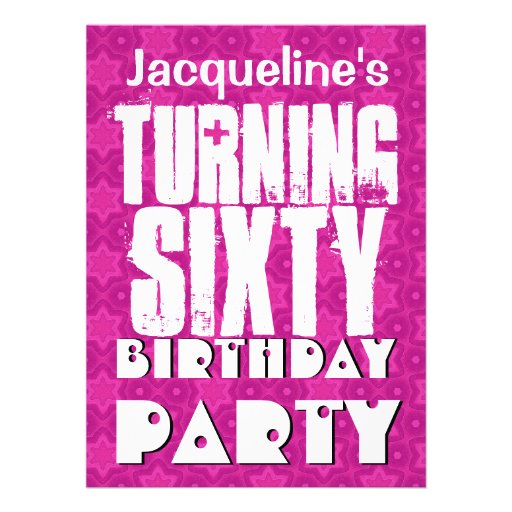 Modern 60th Birthday Party Template Pink Stars Announcements from ... Modern 60th Birthday Party Template Pink Stars Announcements from ...
