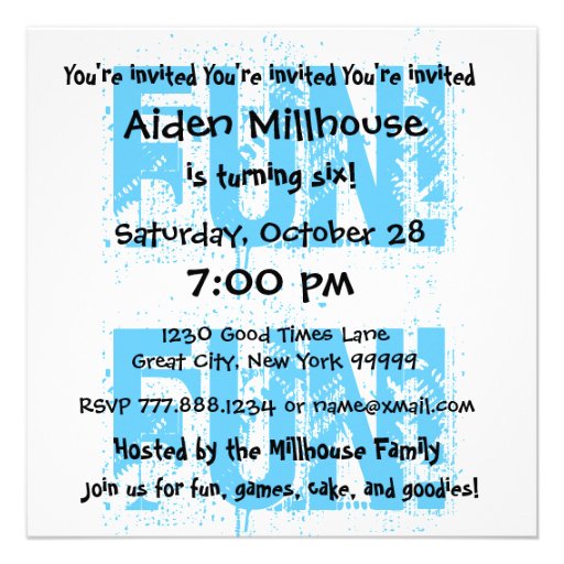 Modern 6th Birthday Six Years Big Blue Stars B351 Custom Invites