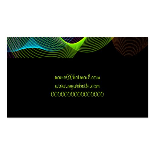 Modern Abstract  Colourful Swirling Lines Design Business Card (back side)
