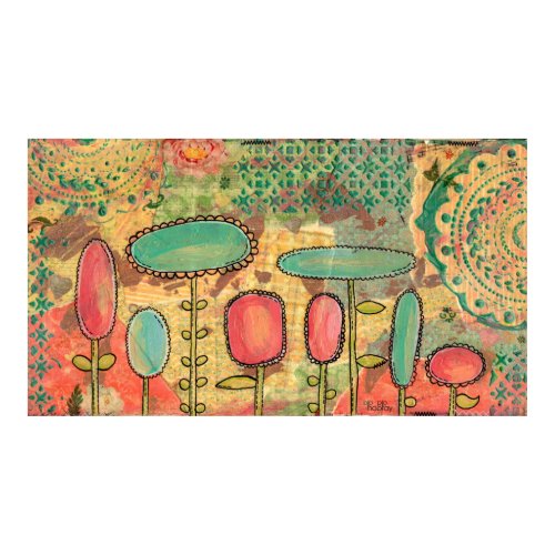 Modern Abstract Flowers Mixed Media Painting Art
