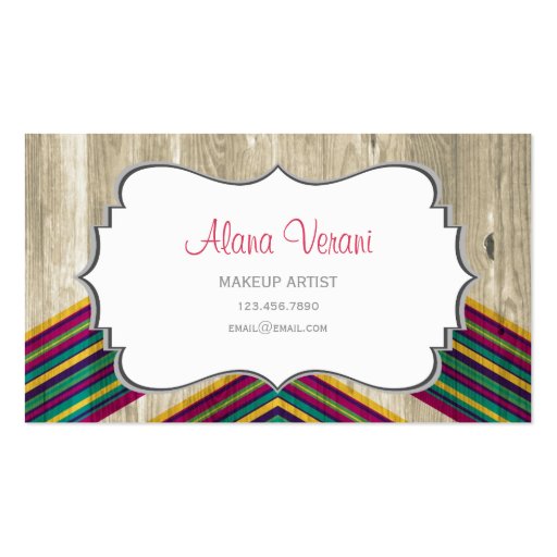Modern Abstract Geometric Pattern on Wood Business Cards (front side)