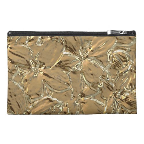 Modern Abstract Gold Metal Flower Design Travel Accessory Bags