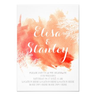 Modern abstract watercolor coral reef wedding cards