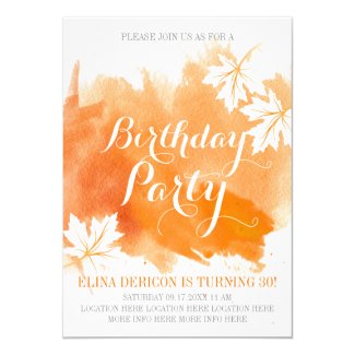 Modern abstract watercolor orange birthday party