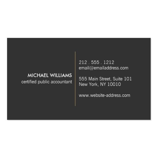 Modern Accountant, Accounting Business Card (back side)