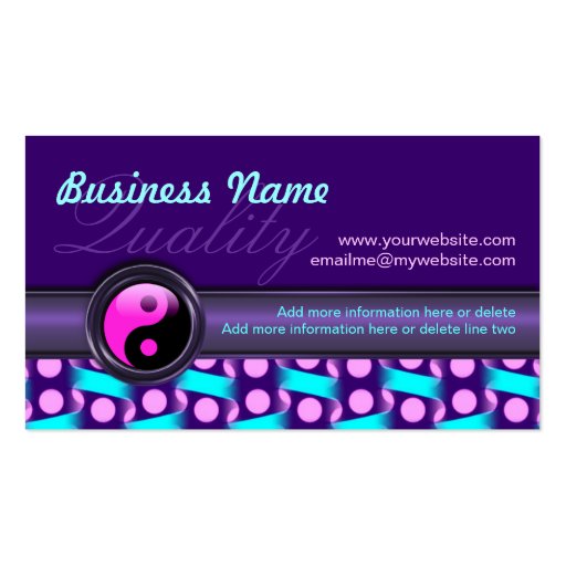 Modern Age Reiki Yin Yang Purple Business Cards (back side)