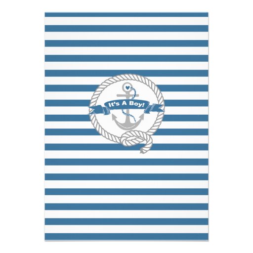 Modern Anchor Nautical Sailboat Boy Baby Shower Personalized Invitation