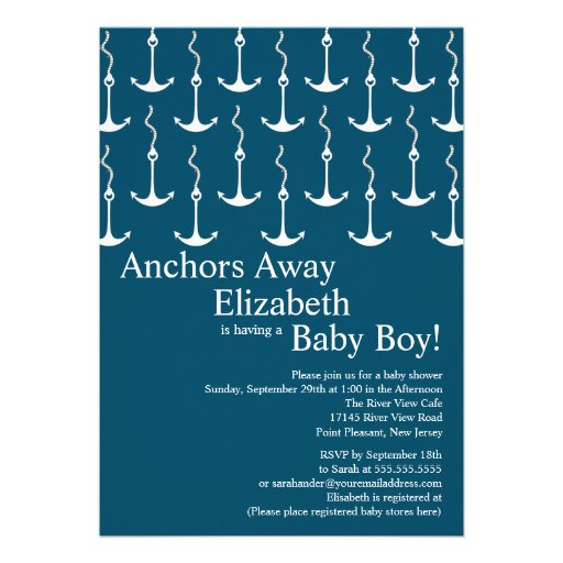 Modern Anchors Away Nautical Baby Shower Personalized Invites from ...