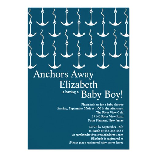 Modern Anchors Away Nautical Baby Shower Personalized Invites