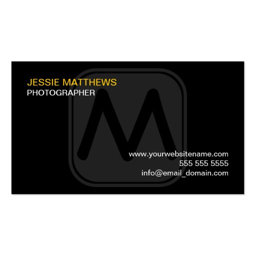 Modern and Bold Monogram Business Cards (back side)