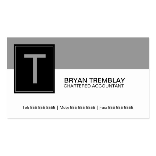 Modern and Bold Monogram Business Cards (front side)