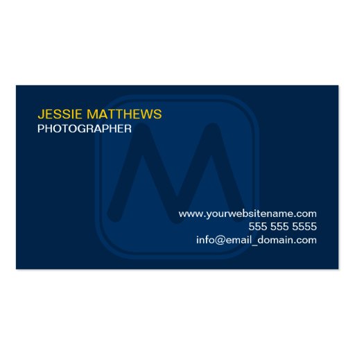 Modern and Bold Monogram Business Cards (back side)