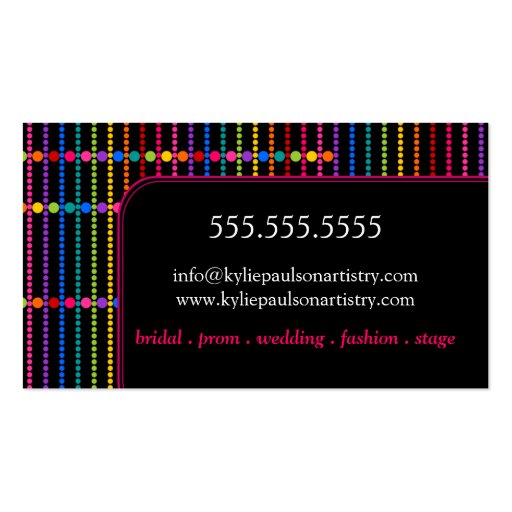 Modern and Colorful Makeup Artist Business Cards (back side)