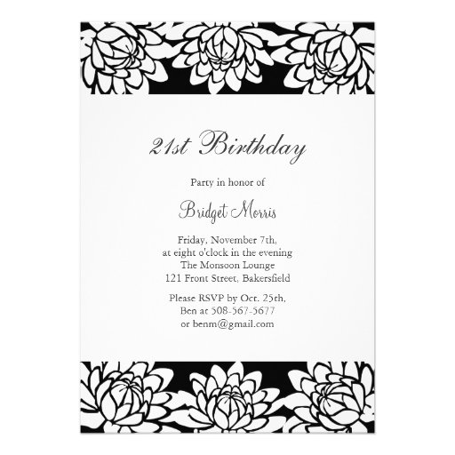 Modern and Floral 21st Birthday Party Invitation (front side)