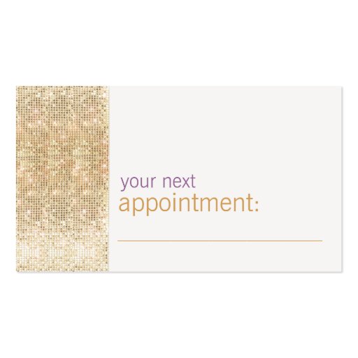 Modern and Hip Gold FAUX Sequin Appointment Card Business Card (front side)